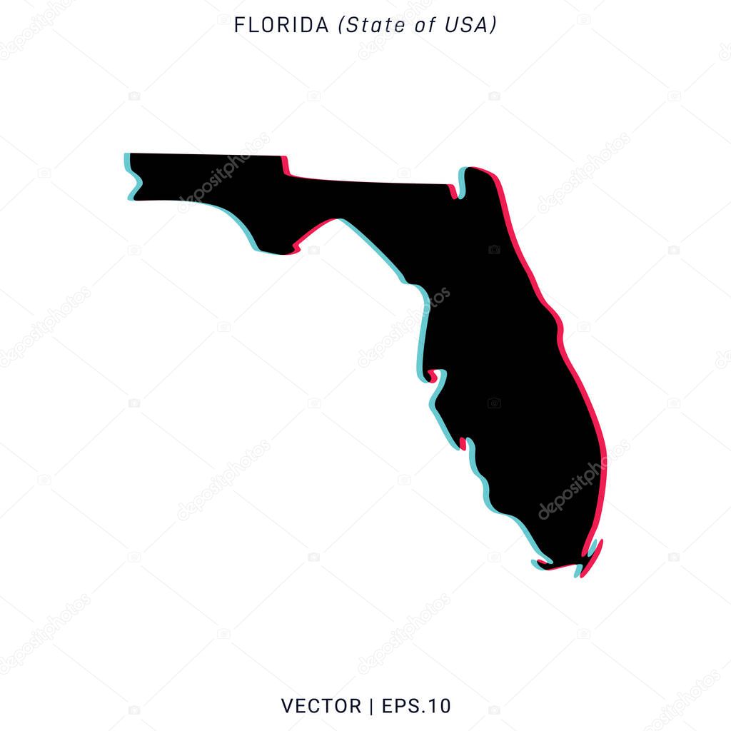Map of Florida Vector Design Template With Modern Color Style.
