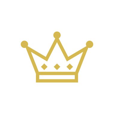 Crown Simge Vektör Logo Tasarım Şablonu. Altın Renk.