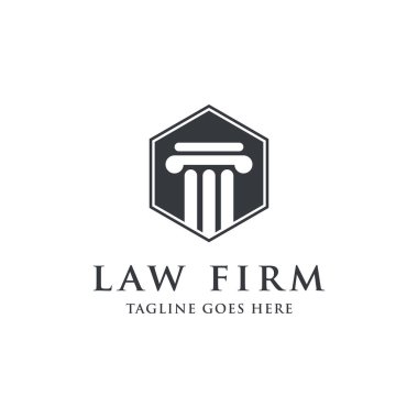 Hukuk ve Avukat Logosu Tasarım Şablonu. Sütun Logosu Tasarımı.