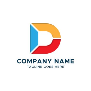 İlk D harfi logo tasarım şablonu