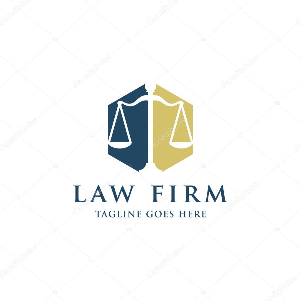 Law And Attorney Logo Design Template. Scale of Justice Symbol.