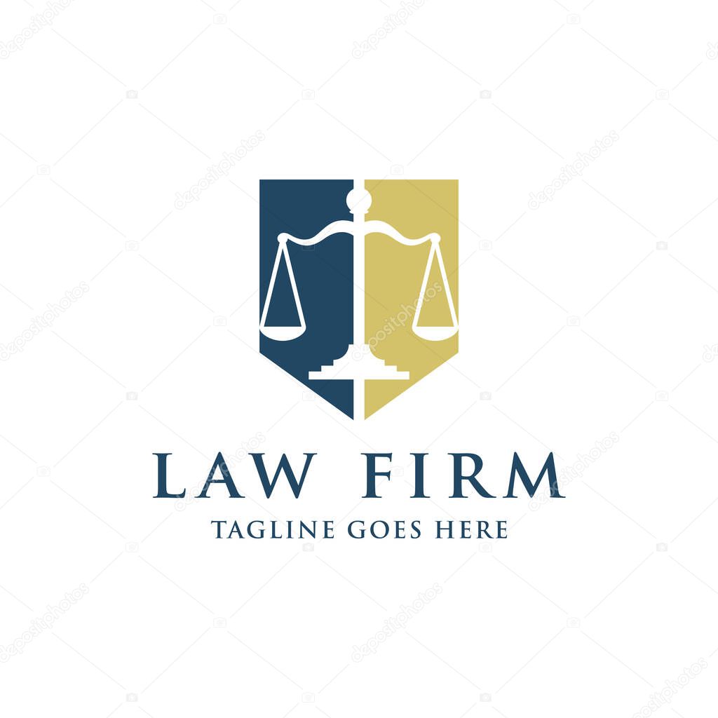 Law And Attorney Logo Design Template. Scale of Justice Symbol.