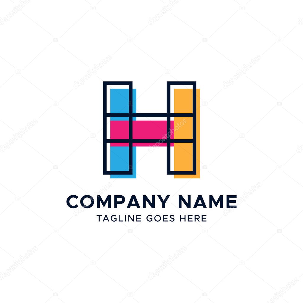 Initial H letter logo design template