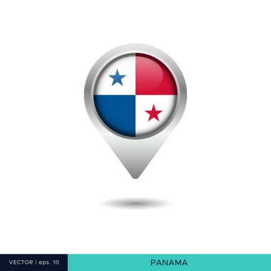 Panama bayrak haritası pin vektör tasarım şablonu