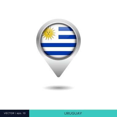 Uruguay bayrak haritası pin vektör tasarım şablonu