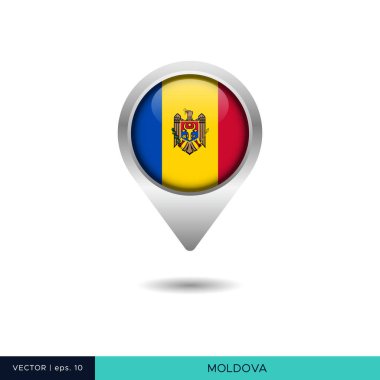 Moldova bayrak haritası pin vektör tasarım şablonu