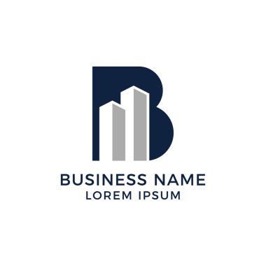 Bina Logo Vektörü Tasarım Şablonu ile İlk Harf B