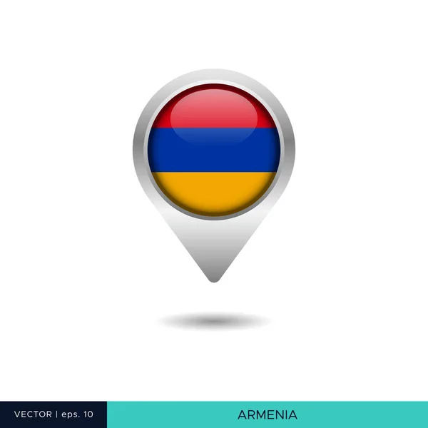 アルメニア国旗マップピンベクトルデザインテンプレート — ストックベクタ