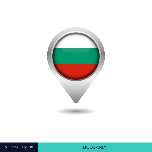 ブルガリア国旗マップピンベクトルデザインテンプレート — ストックベクタ