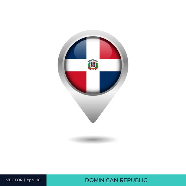 République Dominicaine Drapeau Carte Pin Vecteur Modèle Conception — Image vectorielle