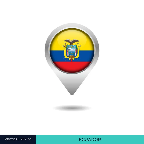 Ecuador Flag Map Pin Vector Design Template — стоковий вектор