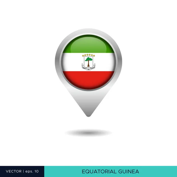 Mapa Bandeira Guiné Equatorial Modelo Desenho Vetor Pino — Vetor de Stock