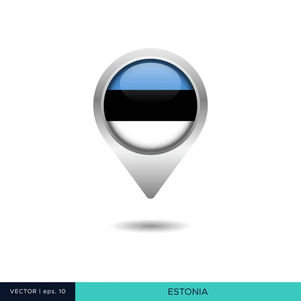 Estonsko Vlajka Mapa Pin Vektor Design Šablony — Stockový vektor