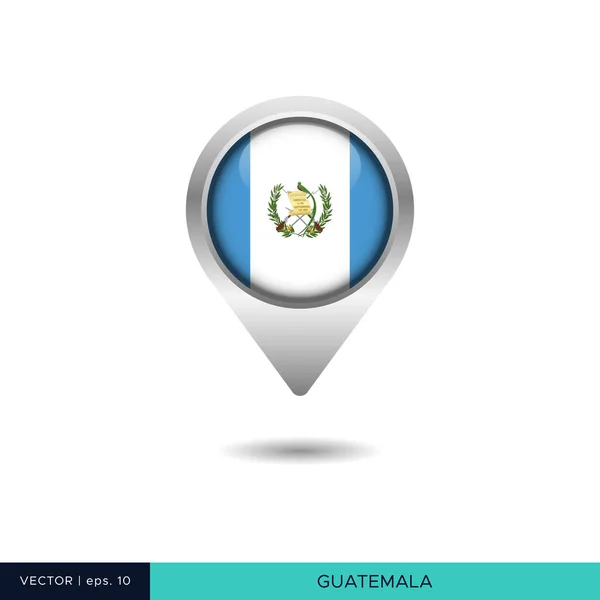 Guatemala Vlajka Mapa Pin Vektor Design Šablony — Stockový vektor