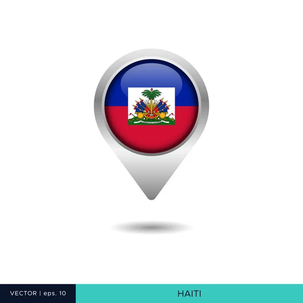 Haiti Flagge Karte Pin Vektor Design Vorlage — Stockvektor