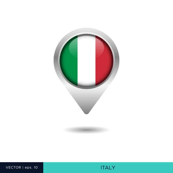 Italia Mappa Mappa Pin Modello Progettazione Vettoriale — Vettoriale Stock