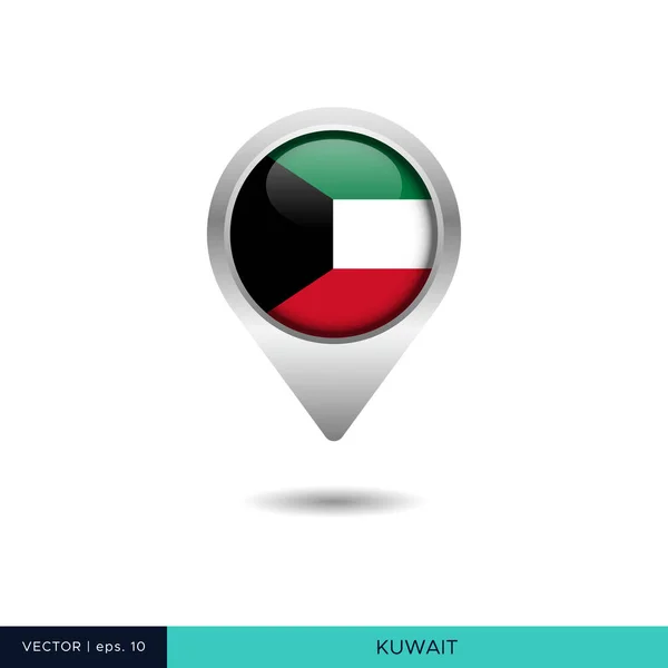 Kuwait Flag Map Pin Vector Design Template — Stock Vector