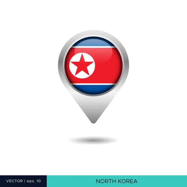 Šablona Návrhu Vektoru Mapy Severokorejské Vlajky — Stockový vektor