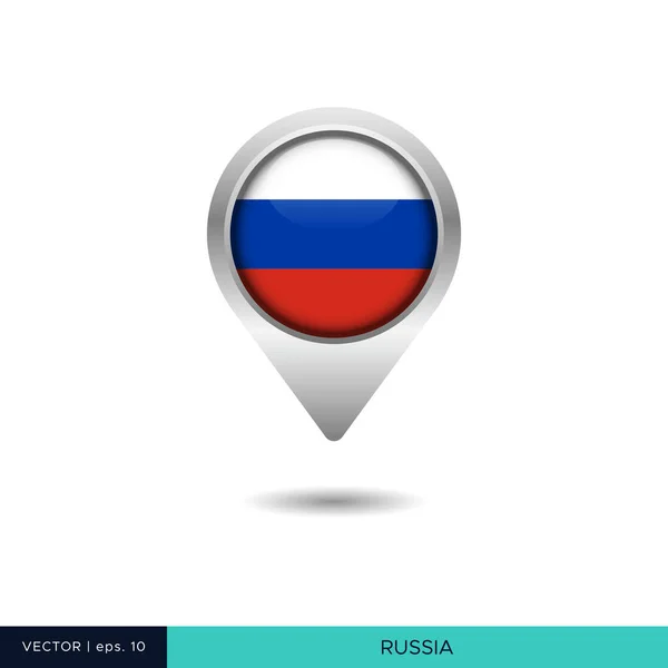 Russland Flagge Karte Pin Vektor Design Vorlage — Stockvektor