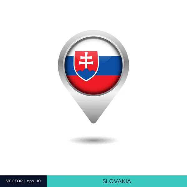 Slowakei Flagge Karte Pin Vektor Design Vorlage — Stockvektor