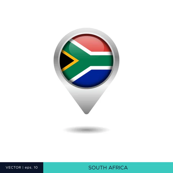 Zuid Afrika Vlag Kaart Pin Vector Ontwerp Template — Stockvector