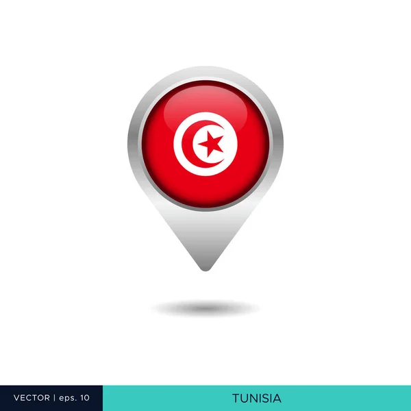 Tunisia Flag Map Pin Vector Design Template — Stock Vector