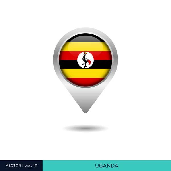 Uganda Flag Map Pin Vector Design Template — Stock Vector