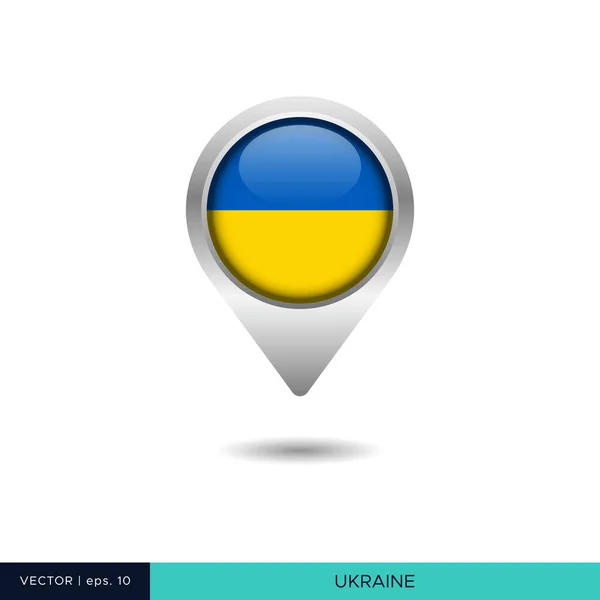 Ukraine Flagge Karte Pin Vektor Design Vorlage — Stockvektor