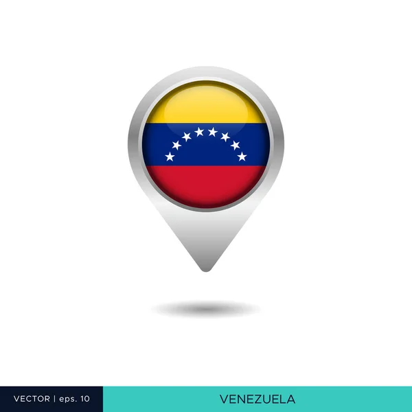 Venezuela Drapeau Carte Pin Vecteur Modèle Conception — Image vectorielle