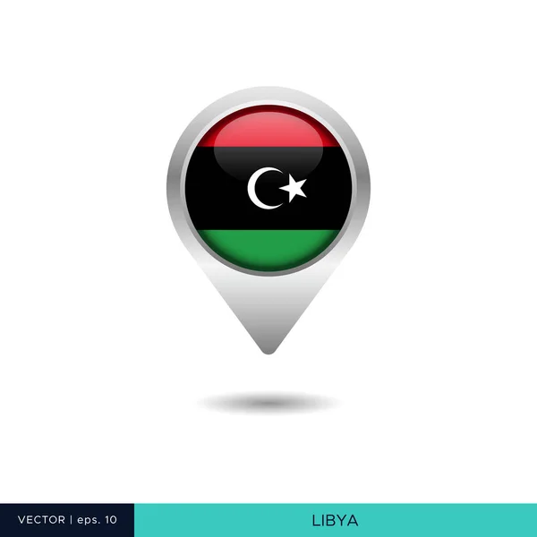 Libyen Flagge Karte Pin Vektor Design Vorlage — Stockvektor