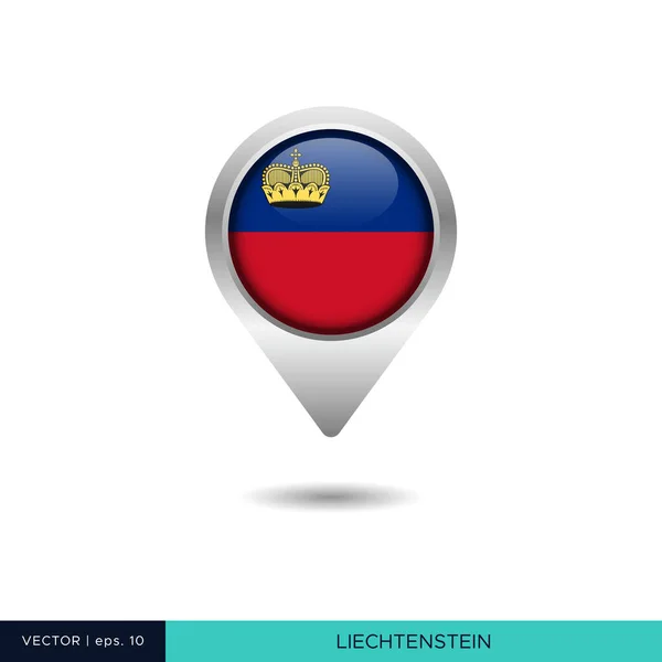 Liechtenstein Flagge Karte Pin Vektor Design Vorlage — Stockvektor