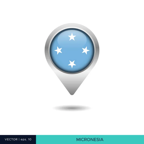 Micronesia Bandera Mapa Pin Vector Diseño Plantilla — Vector de stock