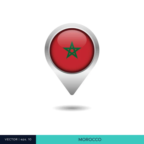 Morocco Flag Map Pin Vector Design Template — Stock Vector