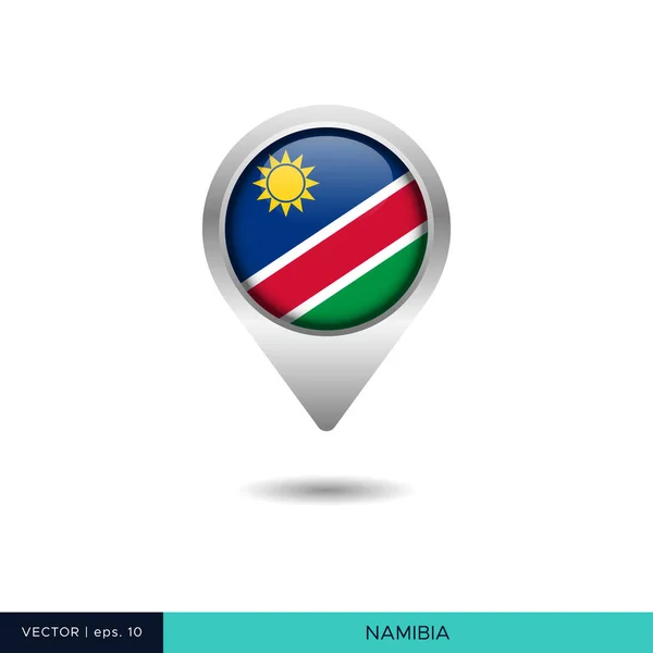 Namibië Vlag Kaart Pin Vector Ontwerp Sjabloon — Stockvector