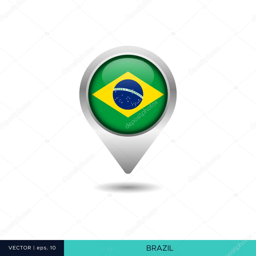 Brazil flag map pin vector design template