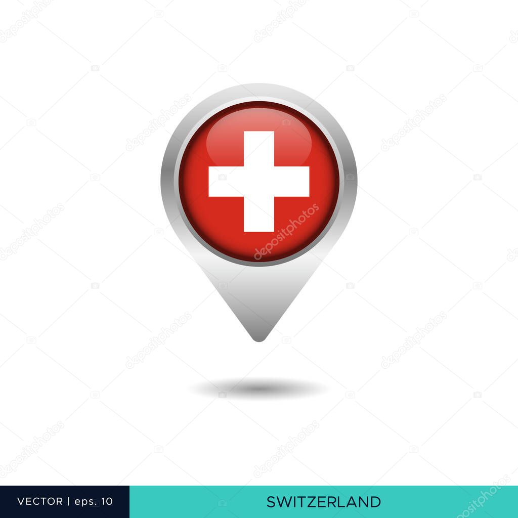 Switzerland flag map pin vector design template