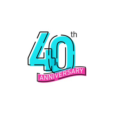40. yıl dönümü Kutlama Simgesi Vektör Logo Tasarımı Şablonu