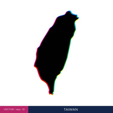 Sınır vektör tasarım şablonu üzerinde çok renkli Tayvan haritası