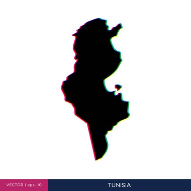 Kenarlık vektör tasarım şablonunda Tunus 'un çok renkli haritası