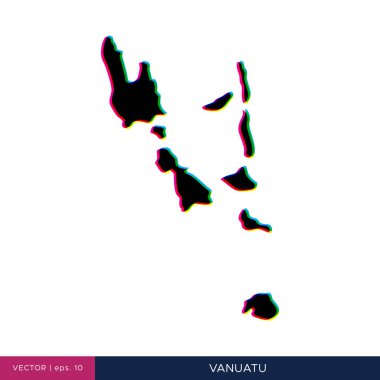 Kenarlık vektör tasarım şablonu üzerinde çok renkli Vanuatu haritası