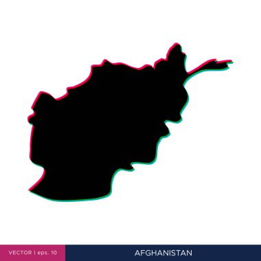 Sınır vektörü tasarım şablonunda Afganistan 'ın çok renkli haritası