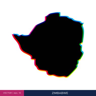 Sınır vektörü tasarım şablonunda Zimbabwe 'nin çok renkli haritası