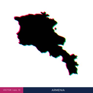Kenarlık vektör tasarım şablonunda Ermenistan haritası çok renkli