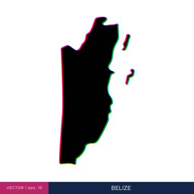 Sınır vektörü tasarım şablonunda Belize 'nin çok renkli haritası