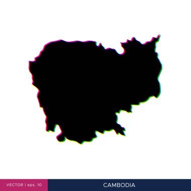 Sınır vektörü tasarım şablonu üzerinde çok renkli Kamboçya haritası