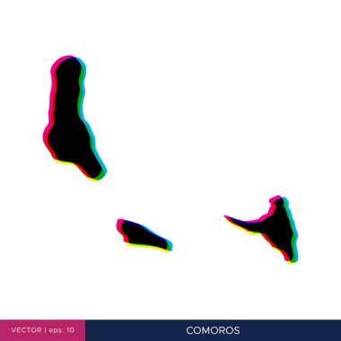 Sınır vektörü tasarım şablonunda Comoros 'un çok renkli haritası