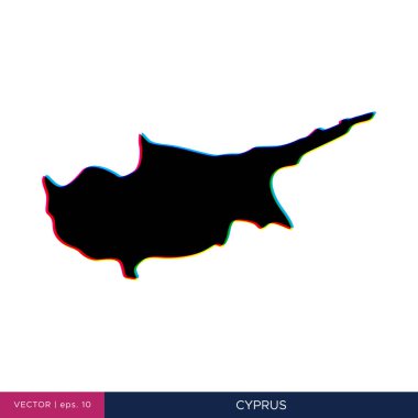 Sınır vektörü tasarım şablonunda Kıbrıs 'ın çok renkli haritası