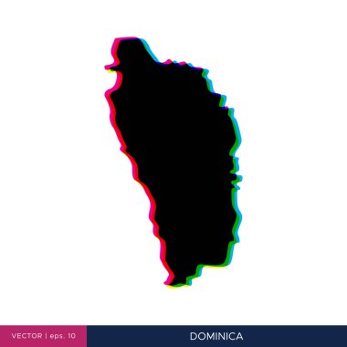 Sınır vektörü tasarım şablonunda Dominica 'nın çok renkli haritası