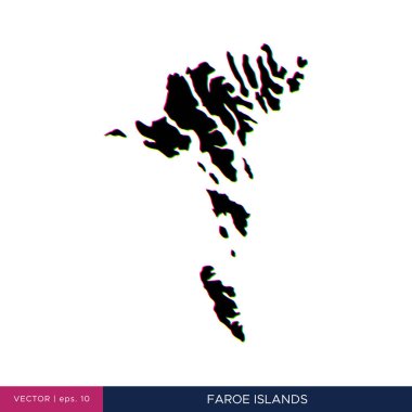Kenarlık vektör tasarım şablonu üzerinde Faroe Adaları 'nın çok renkli haritası