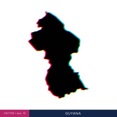 Guyana haritası sınır vektör tasarım şablonunda çok renkli